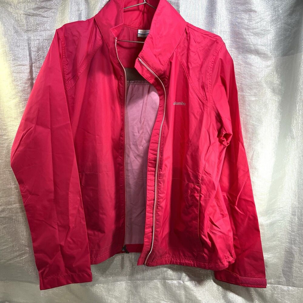 Columbia Raincoat Windbreaker Hidden Hoodie Full Zip Jacket Coat Women's Size XL